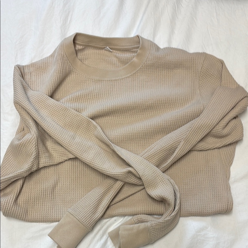 Beige Waffle Knit Long Sleeve